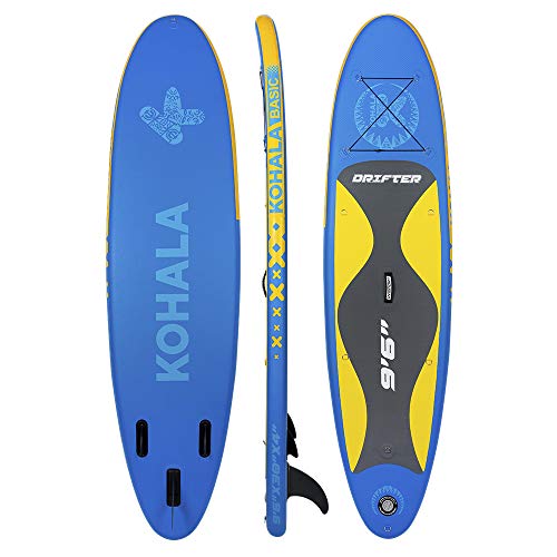 KOHALA Tabla de Paddle Surf Drifter Color Azul - Tipo Beginner - Capacidad Máxima 100 kg - Aletas 3 (2+ 1)