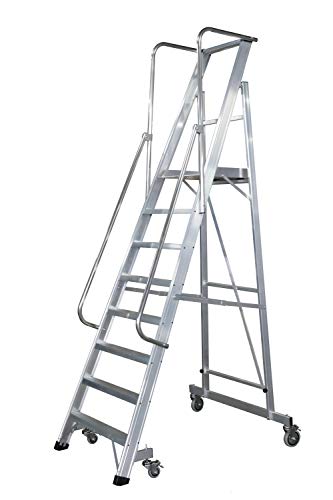 KTL Escalera Plegable con Plataforma y guardacuerpos 8 peldaños móvil Profesional Serie 2XL-s