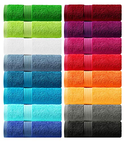Lashuma toallas de cara de algodon serie: Linz, juego de 6 toallas azul petróleo, toallas pequeñas 30x30 cm