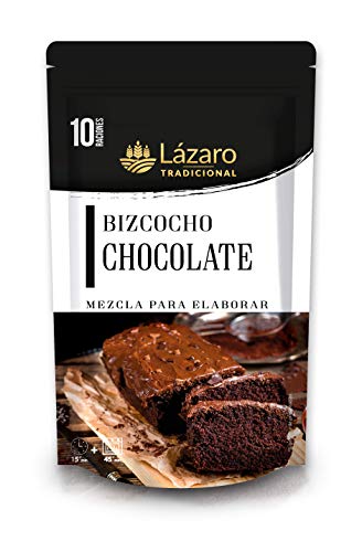 Lázaro Preparado de Bizcocho de Chocolate Negro, Mezcla para Elaborar Bizcochos, Muffins, Cupcakes, de Chocolate Preparación Fácil y Rápida, 300 Gramos