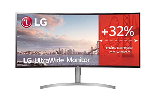 LG 38WK95C-W - Monitor Profesional Curvo UltraWide WQHD+ de 95 cm (38") con Panel IPS (3840 x 1600, 21:9, 300 cd/m², sRGB 99%, 1000:1, 5 ms GtG, 75 Hz, DPx1, HDMIx2, USB-Cx1, USB-Ax2), Blanco y Plata