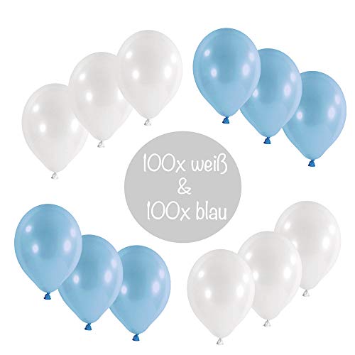 L+H 200 globos azul y blanco para Oktoberfest | Globos azules y blancos de alta calidad | Decoración de fiesta bávara para fiesta de Baviera, pradera bávara, decoración para fiestas