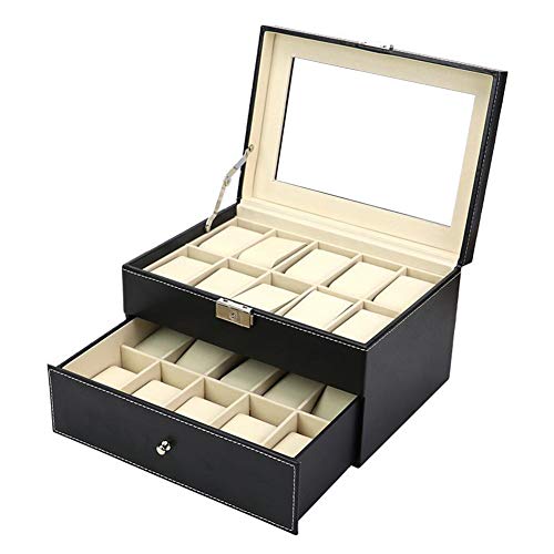 LHL-DD Caja para Relojes, 20 Compartimentos Caja De Exposición para Caja De Relojes Estuche Hombre Buen Regalo Ideal para la Decoración de Joyería del Hogar