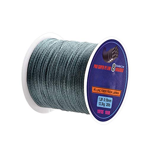 LiDianFuu 100M PE trenzado de 8 hebras 25 90lb alambre trenzado gris oscuro 90lb-0.40mm