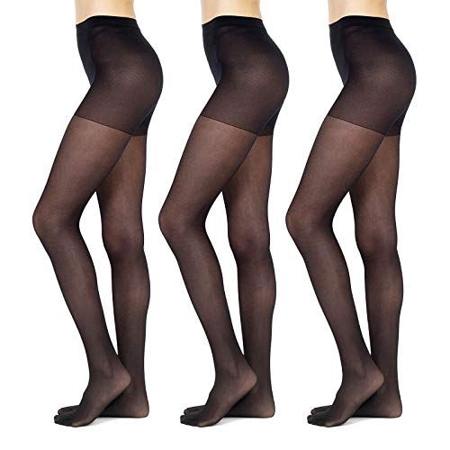 LIEMI ✅ Pompea 3 Medias de Mujers BASIC SEMPRE 50 DEN Negro 3/4-M/L