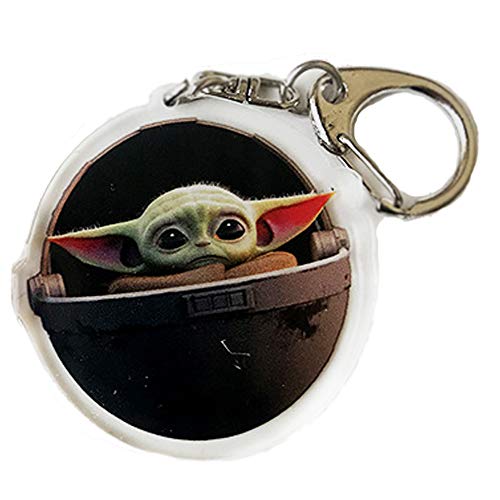 Llavero de Yoda bebé para hombres, de acrílico, cosplay, accesorio, azul