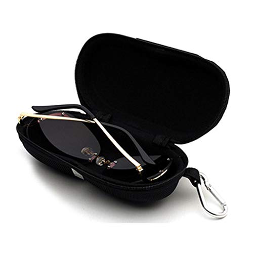 LLKK Estuche para Gafas de Gran Capacidad,Estuche rígido para Gafas con Cremallera,Estuche Negro para Gafas de Sol (1 Pieza)