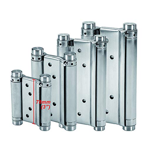 LOOTICH Bisagras de Acero Inoxidable de Doble Acción para Puerta Abatible Bisagra (78mm) de Cierre Automático para Puertas Oscilantes de Mostrador Saloon Café Bar Hasta 10kg (2 PCS)