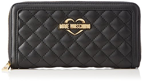 Love Moschino - Portafogli Nappa Pu Trap.nero, Carteras de mano Mujer, Schwarz (Black), 10x20x3 cm (W x H D)