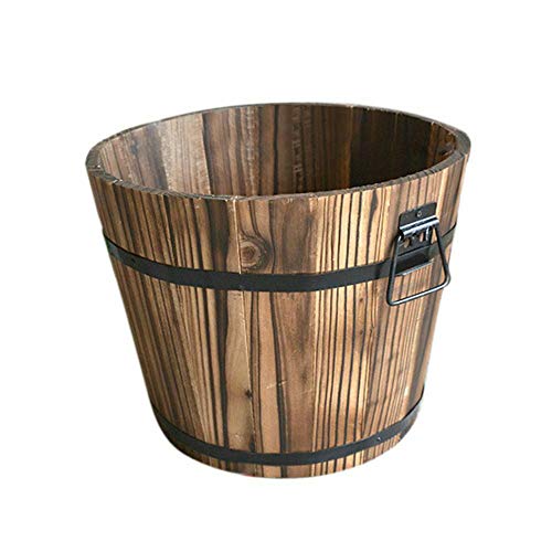 LQKYWNA Maceta De Madera Carbonizada Cubo De Madera Macetas De Barriles Maceta Macetas De Patio Rústico Macetas para Plantas