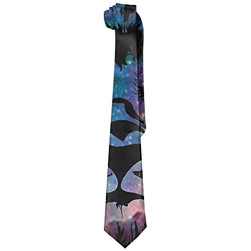 LREFON Corbata para hombre Fantasy Galaxy Lion Printed Floral Neck Tie