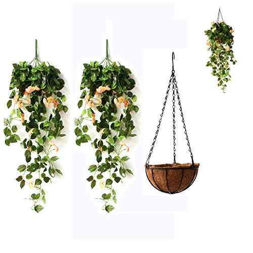 Maceta colgante macramé con rosas artificiales, diseño de alta simulación, para jardín, oficina, casa, ventana, patio, boda, exterior, decoración interior