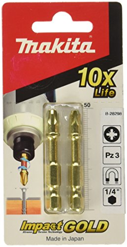 MAKITA B-28298 B-28298-Puntas de atornillar impact gold torsion pozidrive pz3x50mm-BLister 2 ud, 0 W, 0 V, Negro