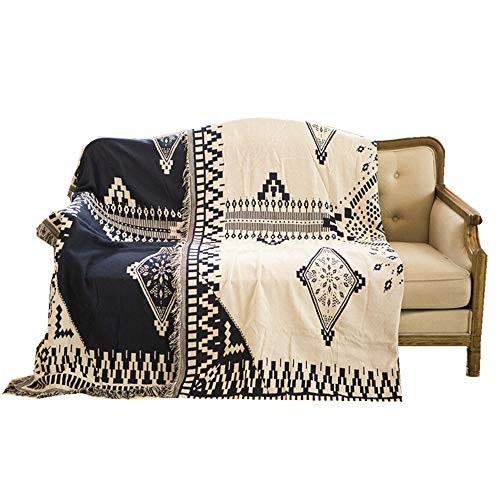 manta sofa,Manta de sofá de manta de hilo de algodón con forma de diamante de doble cara, funda de sofá de algodón antideslizante a prueba de polvo-180 * 180 cm