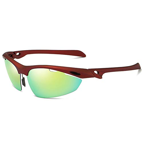 MIAOYO Gafas De Sol Polarizadas Deporte, La Vela Se Ejecutan Lente De Gafas Sin Montura Y Semi-Estilo De Diseño Resistente A La Intemperie, para Hacer Footing, Pesca Deportiva,Wine Red/Golden