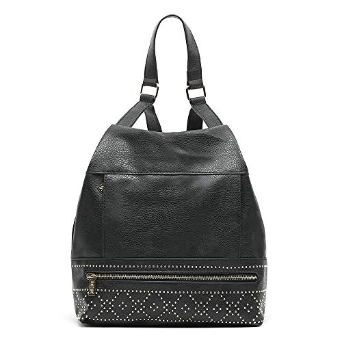 Misako – Mochila Antirrobo de Mujer Dud 11 X 28 X 30 cm en Color Negro | Mochila práctica con Bolsillo Principal en la Parte de atrás | Bolso de Hombro de Mujer | Estilo Rock con Tachuelas