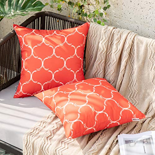 MIULEE Juego de 2 Piezas Funda de Cojines Impermeable Duradero Funda de Almohada Dibujo Geométrico Cremallera Oculta Decoración para Sofá Silla Cama Dormitorio Aire Libre Oficina 45x45cm Rojo