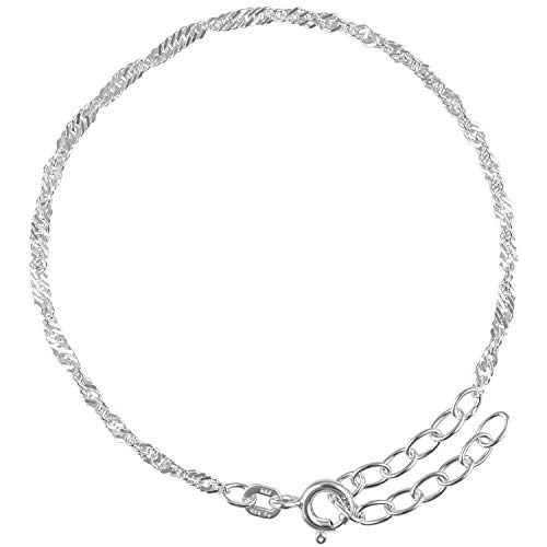 modabilé pulsera mujeres Singapore 925 plata esterlina (15cm + 4cm cadena de extensión I 2,2mm de ancho) I Pulsera de plata Singapore cadena 925 sin colgante I Delicada pulsera mujeres en Alemania