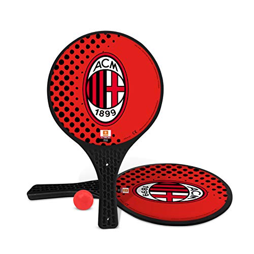 Mondo Toys 15023 - Raquetas de plástico - Pelota de Goma - Juego de Playa para niños y Adultos - Producto Oficial del A.C. Milan Unisex