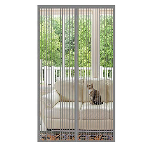 Mosquitera Imanes Magnetica 100x205cm con Malla Super Fina para con Durable Mosquiteras a Medida para Balcón Puerta Corredera de Patio, Gris A