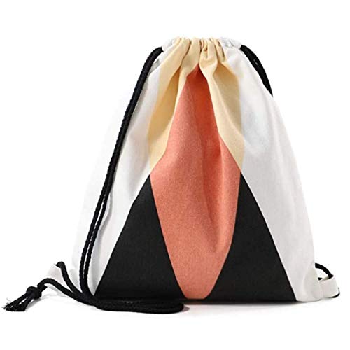 Nacnic Mochila de Asas con diseño (Ambos Lados). Hecha con Tejido Resistente de algodón. Bandolera con Cuerdas. Modelo geometrico Rojo Tierra para Gimnasio, Libros, guarderia, Viajes.