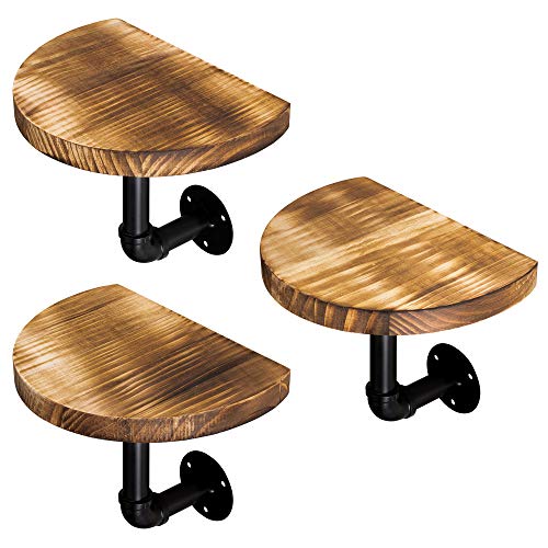 Navaris Set de 3X balda de Madera - Estanterías flotantes de Pared para Adornos - Repisas Modernas para Cocina Dormitorio baño - Marrón Envejecido