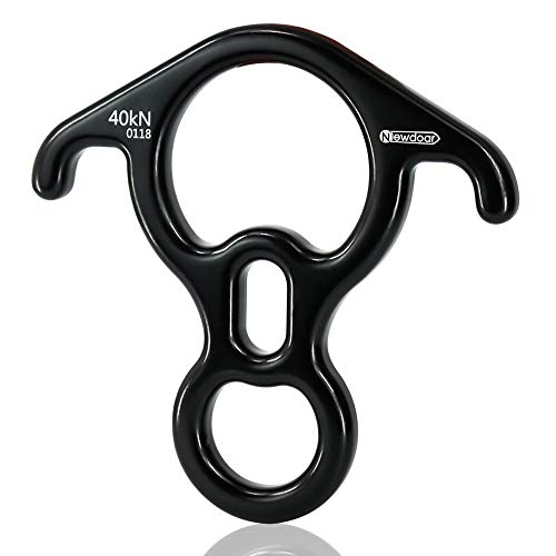 NewDoar Climbing Gear - Placa de aparejo para equipo de descenso, 40 kN, figura de rescate 8 descendente con oreja doblada grande para escalada y dispositivo de rapel