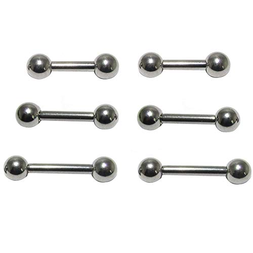 NewkeepsR 3 Pares 12G (2,0mm) de Acero con Rosca Externa Anillo Lengua Barra de pezón Piercing del Cuerpo 8mm 10mm 12mm