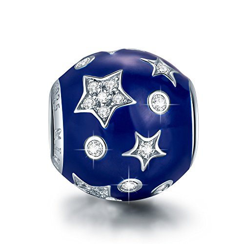 NINAQUEEN Charm Encaja con Pandora Azul Estrella Regalos Mujer Originales Plata de Ley 925 Esmalte Abalorios para Niñas Madre Hija Esposa de Cumpleaños