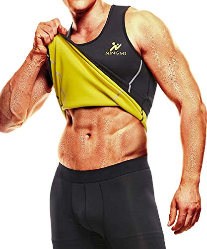 NINGMI Chaleco Sauna Hombre Entrenador Cintura de Neopreno Fajas Reductoras Efecto Camiseta para Correr