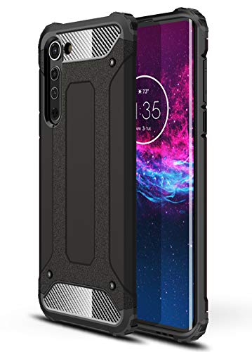 NOKOER Funda para Motorola Edge, 2 in 1 PC + TPU Cover, A Prueba de Golpes Telefono Movil Funda [A Prueba de Polvo] [Huella Digital Anti] - Negro