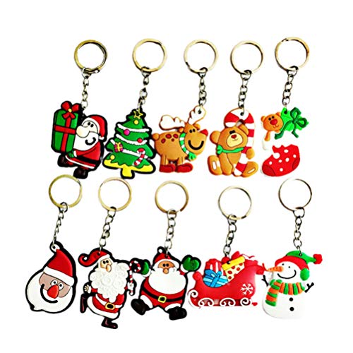 NUOBESTY - 12 llaveros de Navidad, adornos de Papá Noel, colgante de árbol de Navidad, suministros para fiestas, PVC., Imagen 1, medium