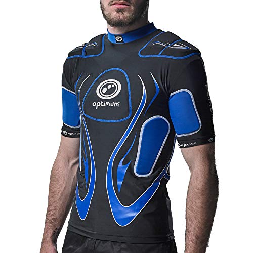 OPTIMUM Inferno - Protecciones de Hombros para Rugby (hombreras), Color Negro/Azul (Black/Blue), Talla Medium