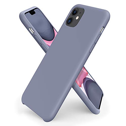 ORNARTO Funda Silicone Case para iPhone 11, Carcasa de Silicona Líquida Suave Antichoque Bumper para iPhone 11 (2019) 6,1 Pulgadas-Gris Lavanda