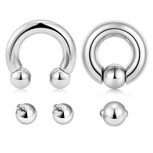 PA Anillo Circular Barbell Internamente Roscado Herradura Primavera Acción Cautiva Cuenta Bola CBR 316L Acero Quirúrgico Reemplazo Bolas Piercing Joyería (3mm 8G)