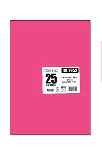 Pack 25 CARTULINAS GRANDES y BONITAS - 180 gr/m2 - Medida 50x65cm - Color: FUCSIA - Material 100% Reciclable