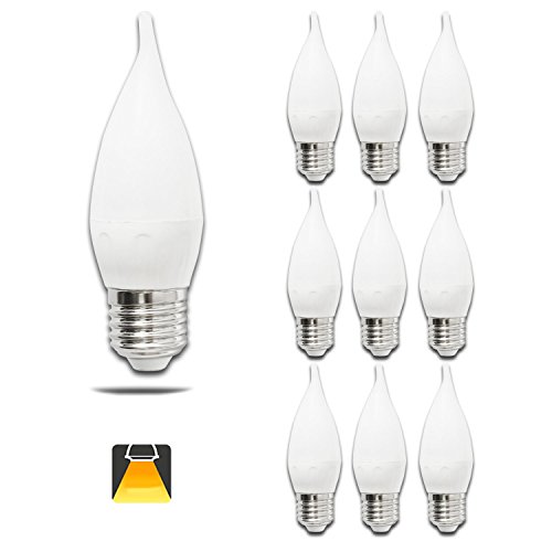 Pack de 10 Bombillas LED CL35 vela, 4W, casquillo gordo E27, 300 lumen, luz calida 3000K