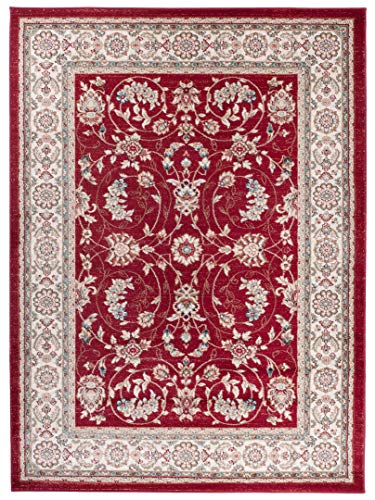 Pamir K473A - Alfombra moderna para salón y ambientes clásicos y modernos, diseño floral estilo Zigler Herati rojo