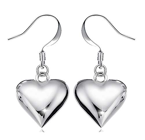 PAPOLY® Pendientes de Corazón 3D en PLATA DE LEY 925 uno de los símbolos más populares, Gratis Gamuza limpia plata 25x10cm y Estuche. (Pe-Corazon 3D)