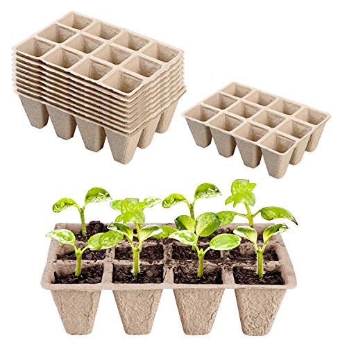 Paquete de 10 semilleros biodegradables,Bandejas biodegradables para plántulas,bandejas para semilleros,Macetas de turba, Mini macetas para Jardín Plántulas y Trasplantes (10)