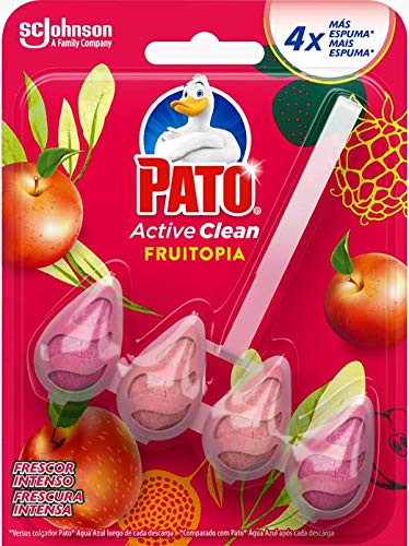 PATO® Active Clean - Colgador WC, Frescor Intenso, Perfuma, Limpia y Desinfecta, Aroma Fruitopia