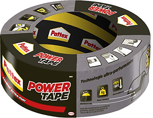 Pattex Power Tape, cinta adhesiva extra fuerte para cargas pesadas, cinta adhesiva de tela para todo tipo de soportes, rollo adhesivo impermeable de 48 mm x 30 m, color gris