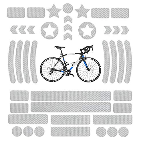 Pegatinas Reflectantes para Bicicletas, Reflectores Adhesivos, Reflector de Bicicleta Impermeable, Cinta de Seguridad Reflectante para Cochecitos, Bicicletas, Cascos de Motocicleta, 42Pcs