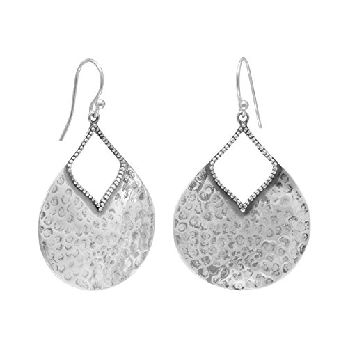 Pendientes de plata de ley 925 con forma de pera y martillado oxidado, medida 26 mm x 43 mm, joyería regalo para mujer