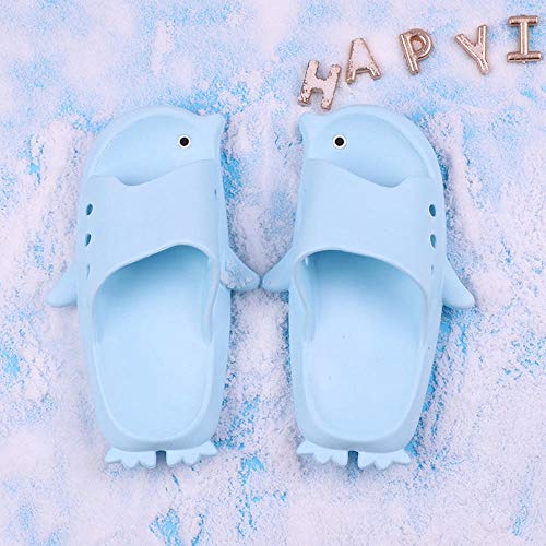 PERRTWDLF Zapatos de baño Zapatillas de pingüino Divertidas Mujeres niñas Verano Ropa para Exteriores Fondo Plano niños Sandalias Interior Antideslizantes Zapatos Casuales-Blue_34 / 35 (210 mm)