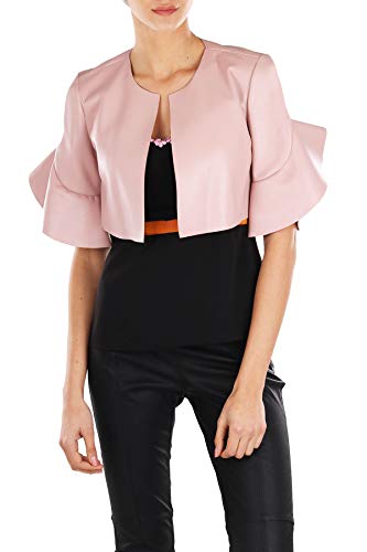 Pinko - Chaqueta de piel sintética con botones a presión para mujer Detalle de Sleeves con ruedas. Rosa 38