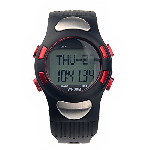 PIXNOR 1005 Reloj Digital Contador de Calorias, Pulsómetro, Podómetro, Todo en Uno (rojo)