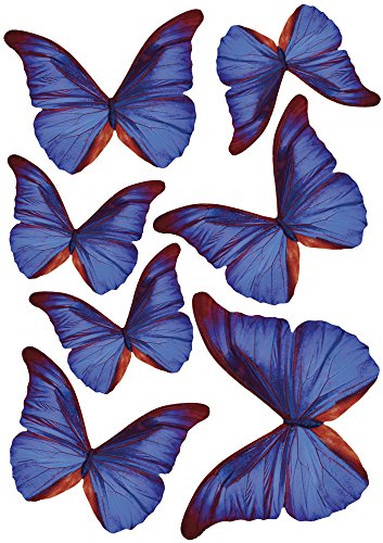 Plage 3D Charming Butterfly Stickers Decoration de Indigo Transparente [7 Butterflies Between 8 x 6,5 cm and 14 x 11 cm], plástico, Blue, 14 x 0.1 X 11 cm, 7 Unidades de Medida