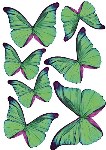 Plage 3D Charming Butterfly Stickers Decoration Transparente [7 Butterflies Between 8 x 6,5 cm and 14 x 11 cm], plástico, Green, 14 x 0.1 X 11 cm, 7 Unidades de Medida