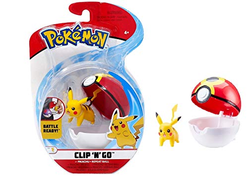 PoKéMoN clip n go wave 4 - Figuras Pikachu + bola repetitiva - Nuevo